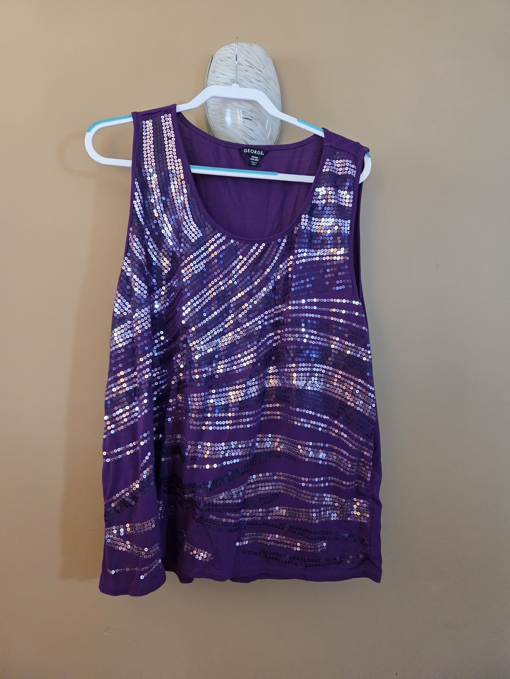 George Brand Purple Sequin Scoop Neck Tank